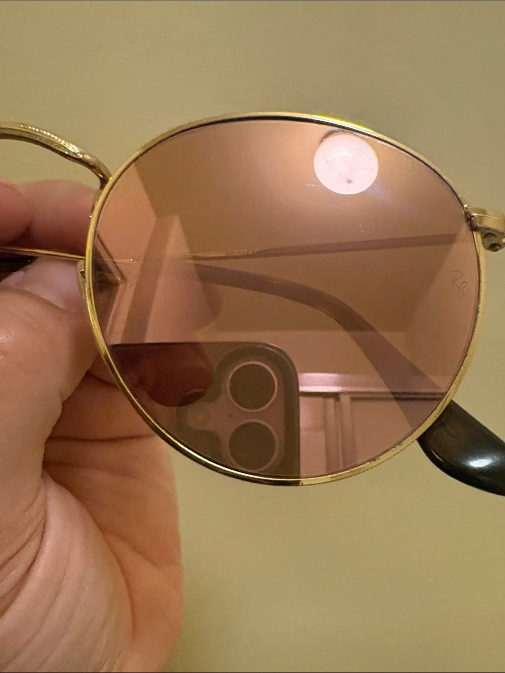 Ray-Ban Gold Frame Sunglasses with Pink Lenses